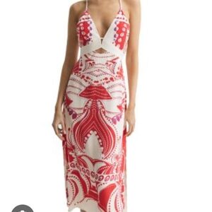 Reiss Red and White Patterned Dress